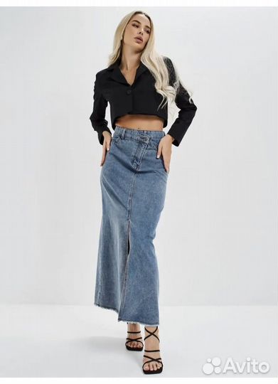 Джинсовая юбка длинная 48 размер