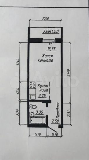 Квартира-студия, 22,6 м², 7/17 эт.