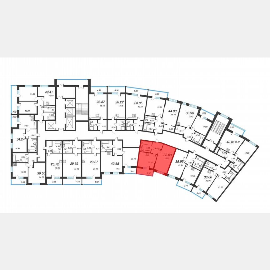1-к. квартира, 40,9 м², 21/22 эт.