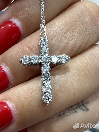 Золотой крест с бриллиантами 1,07ct