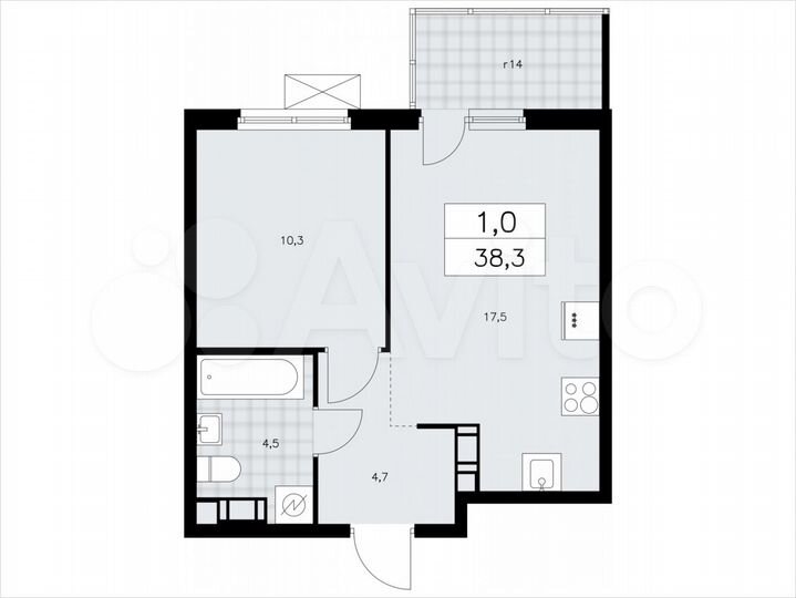 1-к. квартира, 38,3 м², 3/11 эт.