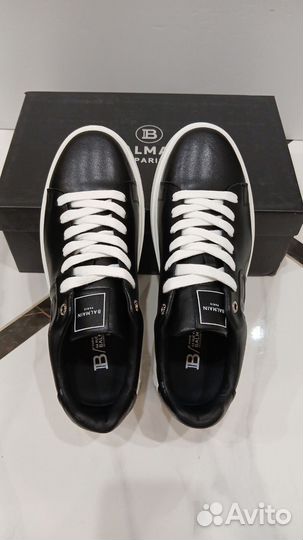 Кеды мужские Balmain чёрный кожаные Lux кочество