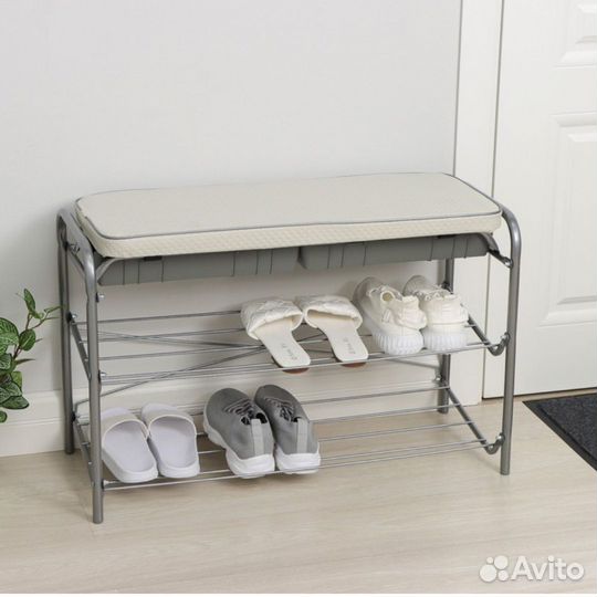 Этажерка для обуви с сиденьем новая
