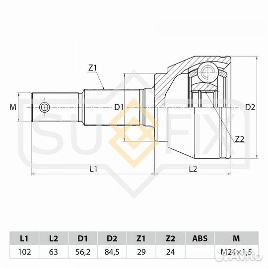 Sufix ST-1080 шрус наружный перед прав/лев