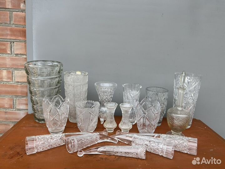 Хрусталь Ваза Солонка, салатник,рог СССР