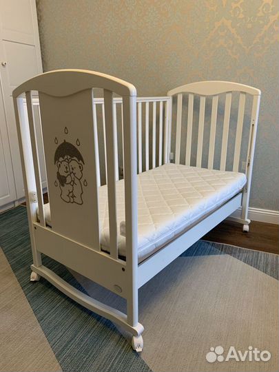 Детская кроватка Bambolina 125 х 65, с матрасом