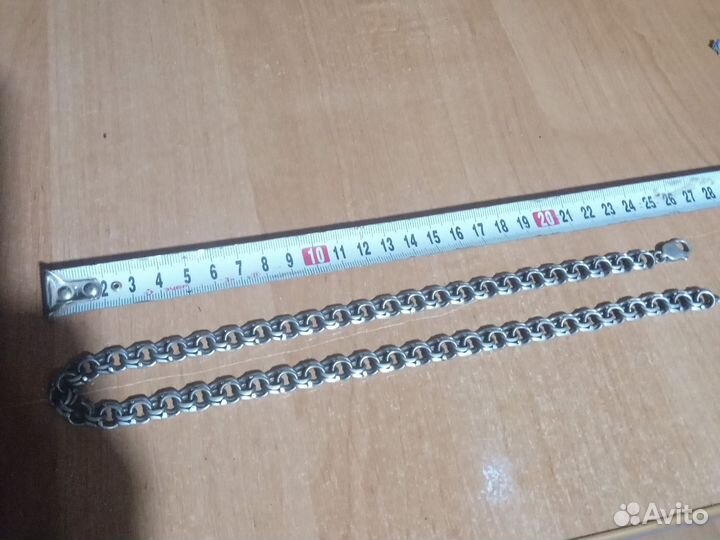 Мужская серебряная цепь бисмарк