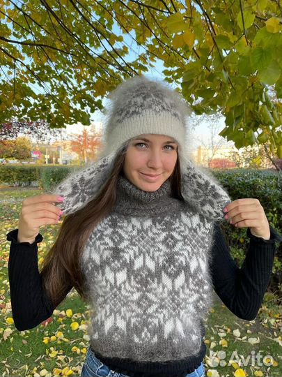 Шапка ушанка женская пуховая Манишка