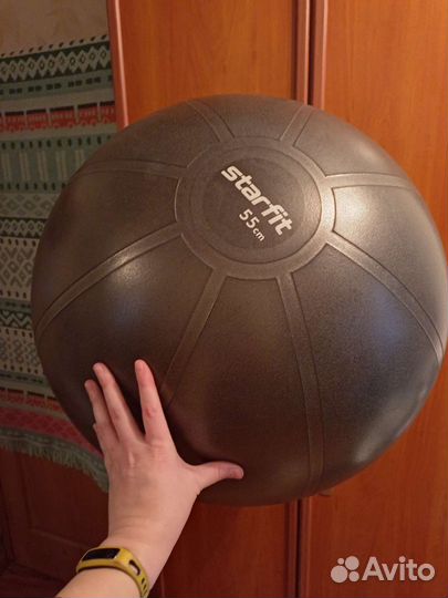 Фитбол 55см starfit чёрный фитнес мяч шар