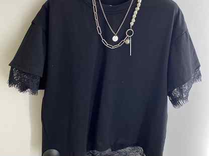 Футболка черная нарядная с кружевом, Волгоград