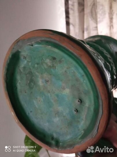 Кружка зеленая обливная керамика