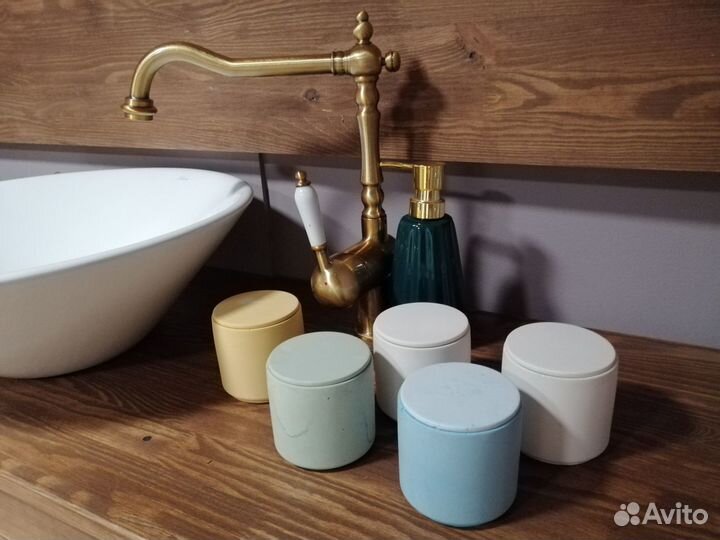 Свеча в гипсовом стакане с крышкой