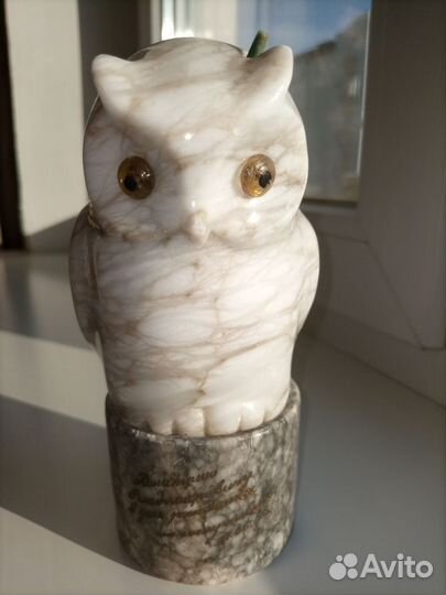 Светильник ночник Сова (Филин) мрамор СССР винтаж