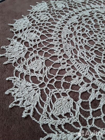 Салфетка, лен, кружево, ручная работа