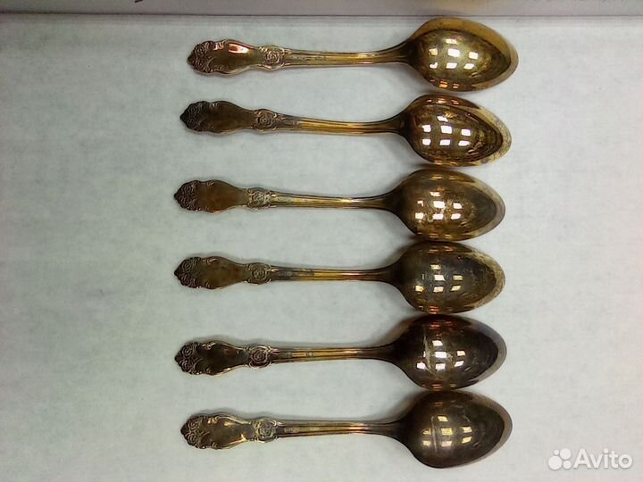 Чайные ложки мельхиор, золочение