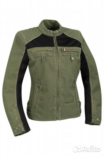 Motorradjacke Segura Lady Vanda Khaki-Schwarz Damen grün