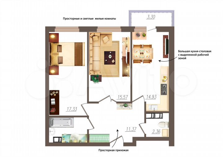 2-к. квартира, 66,5 м², 4/19 эт.