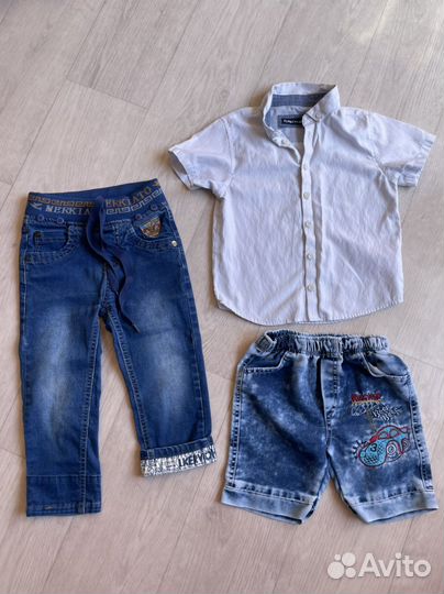 Шорты джинсы и рубашка набором 3-4 года