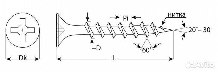 Зубр сгд 75 х 4.2 мм, саморез гипсокартон-дерево