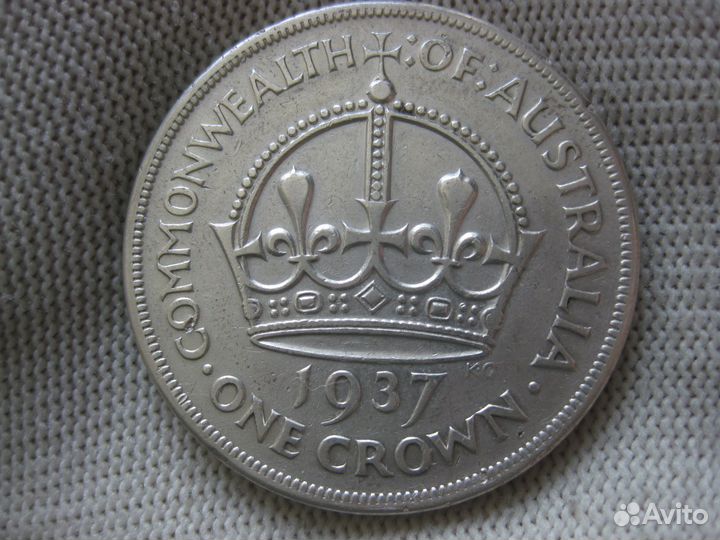 Австралия 1 крона 1937 серебро 28 грамм 925 проба