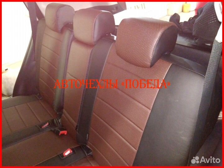 Чехлы Toyota Rav4 4 из экокожи чёрно-шоколадные