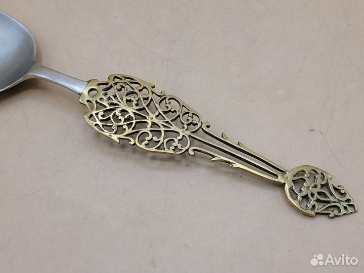 Ложка для салата сервировки мельхиор латунь