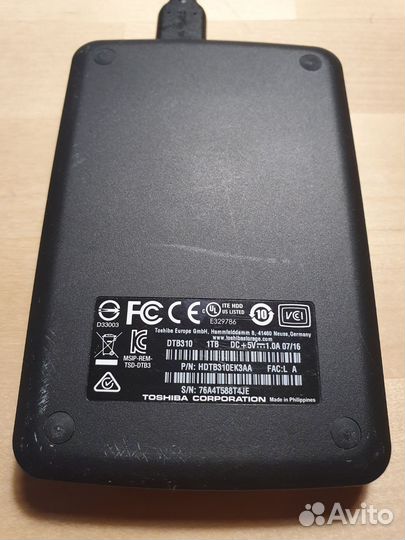 Внешний жёсткий диск Toshiba 1 тб
