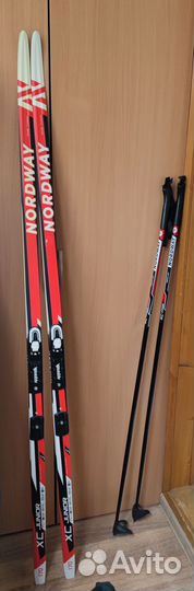 Лыжи беговые nordway+ палки + чехол