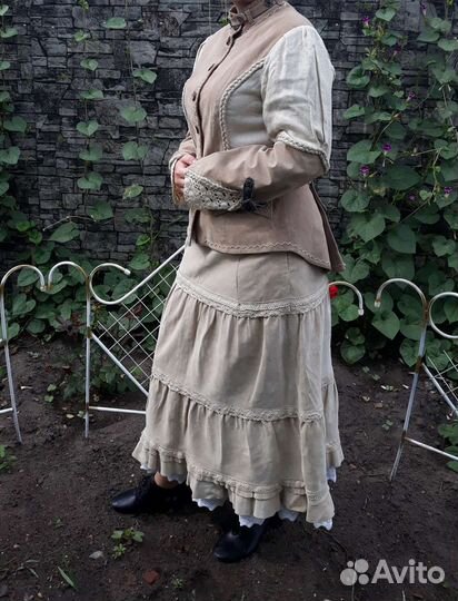 Винтажный замшевый костюм