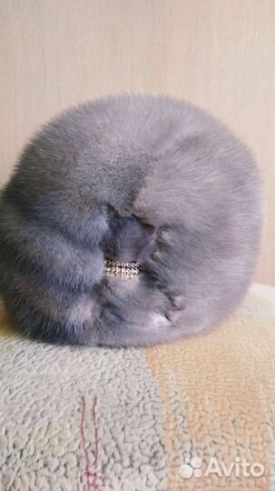 Шапка норковая женская голубая