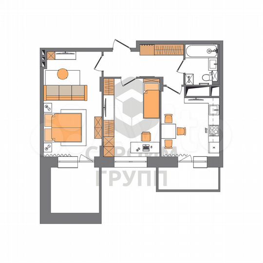 2-к. квартира, 57,3 м², 11/19 эт.