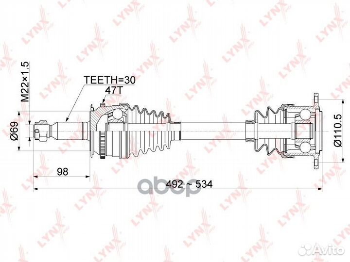 Привод в сборе перед прав CD1086A lynxauto