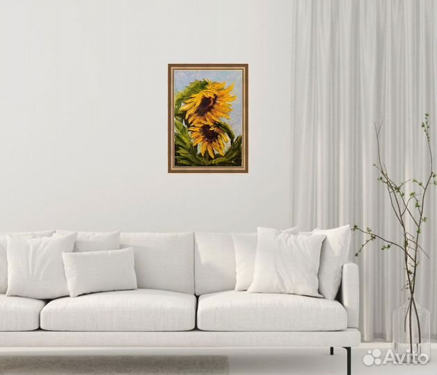 Картина с Подсолнухами маслом на холсте 40 на 30