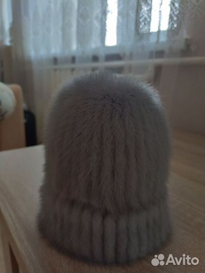 Шапка норковая женская вязаная