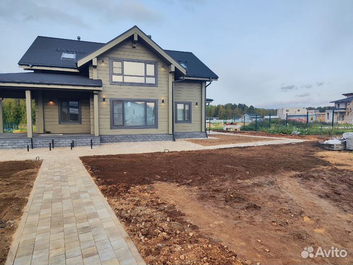 Осушение участка, озеленение