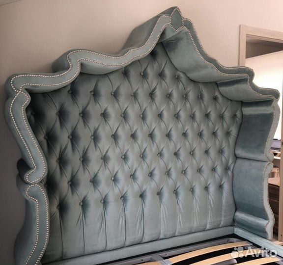 Кровать 160/200 с изножьем бирюзовая каретная
