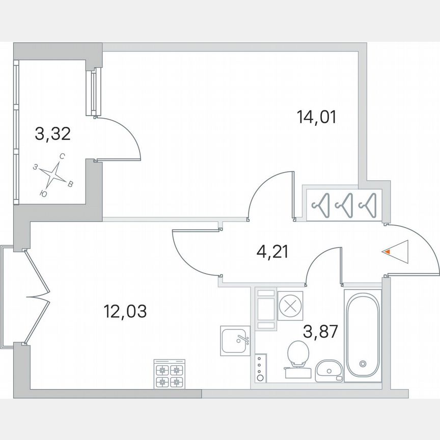 1-к. квартира, 35,8 м², 3/4 эт.