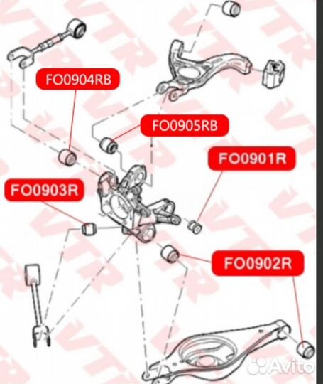 Сайлентблок цапфы задней подвески,верхний. Ford