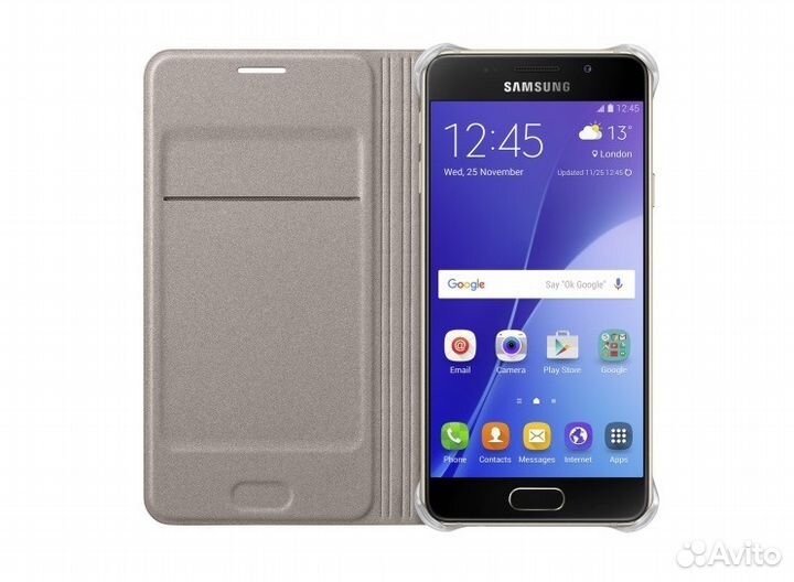 Оригинальный Flip Wallet для Samsung A3 2016 Gold