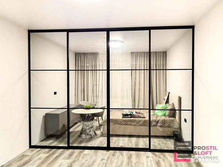 Стеклянная перегородка для зонирования