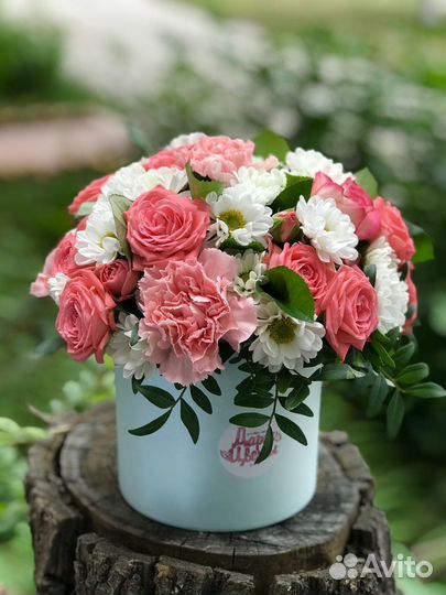 Коробочка с цветами микс