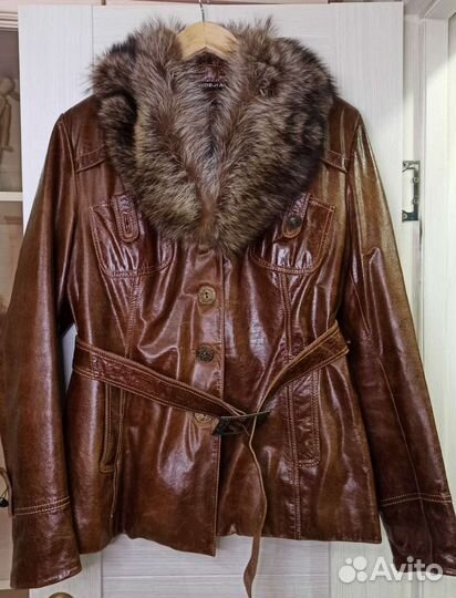 Кожаный пиджак женский 52 54