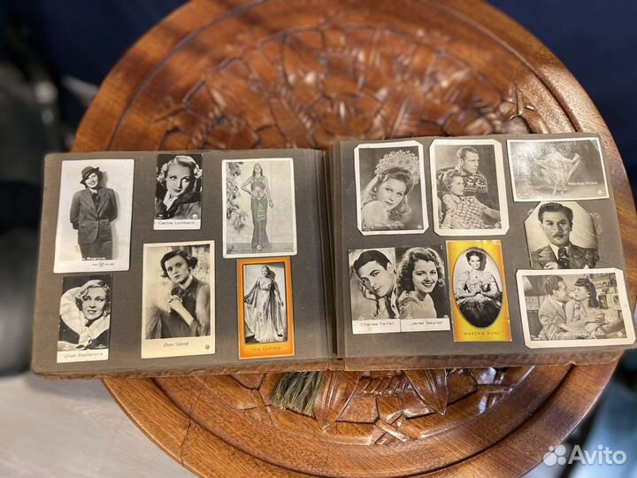 Антикварный фото альбом с коллекцией фото карточек