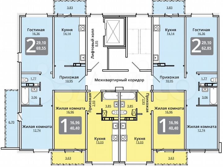 1-к. квартира, 40,4 м², 4/9 эт.