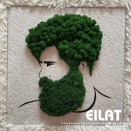 Картина на стекле со мхом «Бородач»