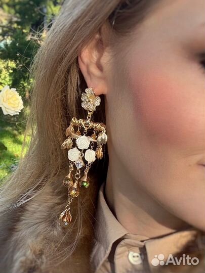 Дизайнерские серьги с жемчугом и перламутром