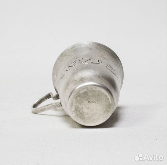 Кофейная пара, мельхиор,гравировка, 4юммет, чашка