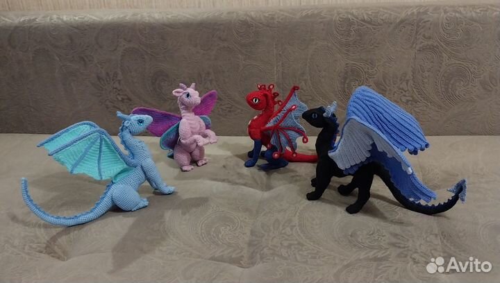 Драконы игрушка вязаная мягкая Ручная работа