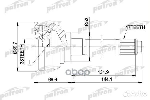 ШРУС наружн к-кт A:17, B:33, D:89.7 isuzu: