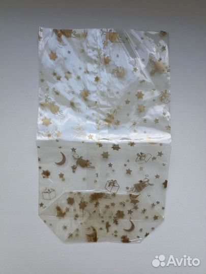 Пакет подарочный 11.5х19 прозрачный с декором